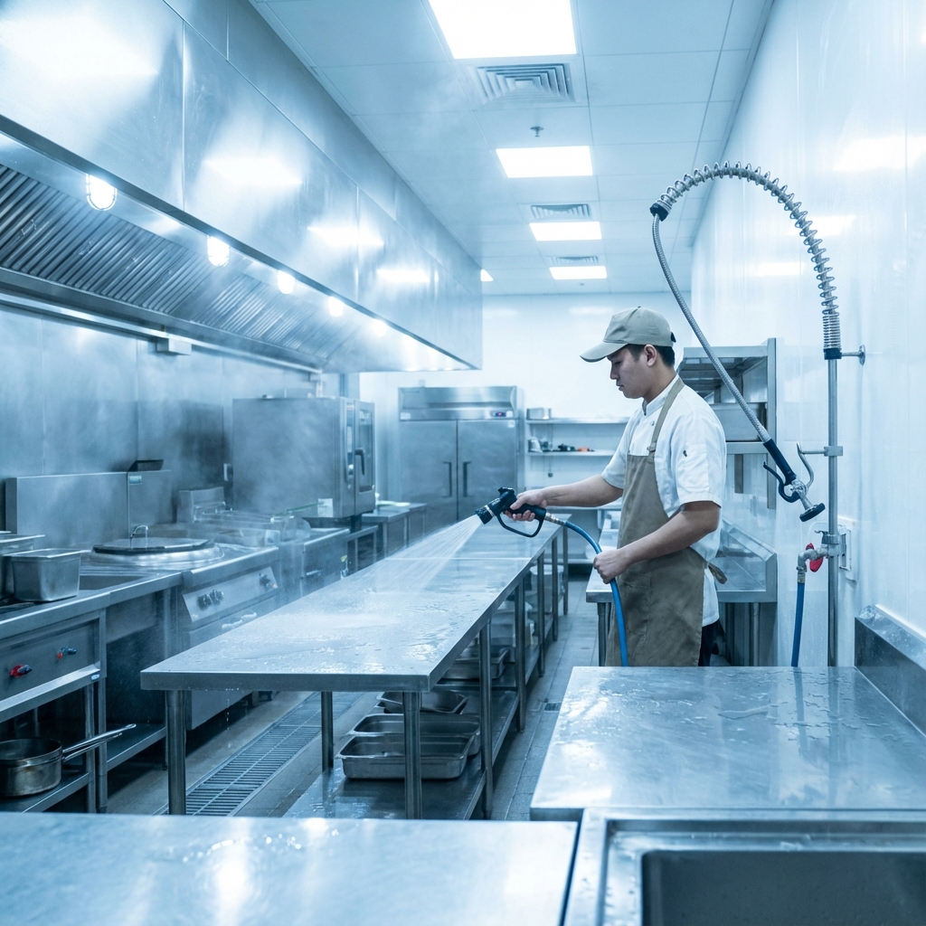 Cocina profesional equipada con sistema de ozono Lógico3 para desinfección sanitaria